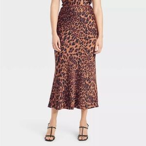 A New Day Leopard Print Midi Skirt